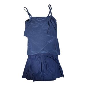 Magicsuit by Miraclesuit Chloe Blue Tiered Tankini Top And Tap Bottom  Sz 12